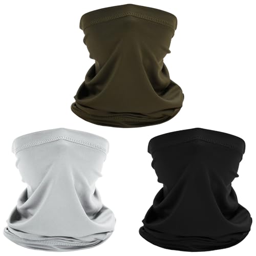 patinadrift 3 Stück Multifunktionstuch Schlauchschal, Winddicht Bandanas Elastiche Schnelltrocknend Maske Sonnenschutz Halstuch Herren Damen Loop Schal Neckwarmer (Black Grey...