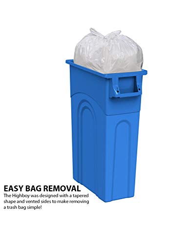 United Solutions Highboy Recycling Bin, 23 Gallon, Space Saving Slim Profile And Easy Bag Removal, Indoor Or Outdoor Use, Integrated Handles For Easy Carrying, 4-Pack, Recycle Blue #TOP2
