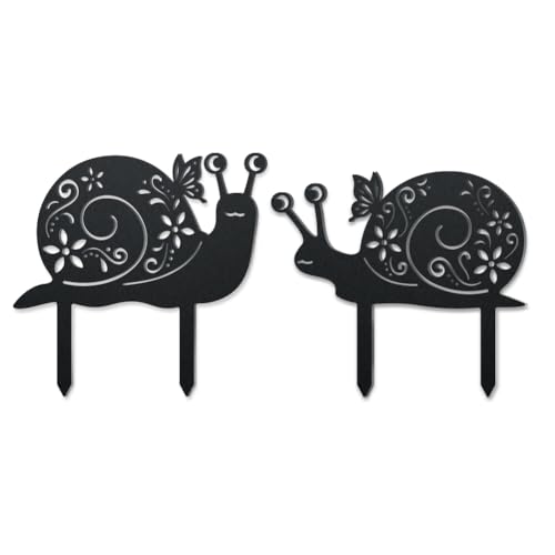 WADORN 2 piquets de Jardin Décoratifs en Métal D'Escargot, Statues D'Escargots Drôles en Métal Silhouettes d'animaux Ornements de Jardin Cadeaux Décoration pour Allées Pelouse Patio Extérieur