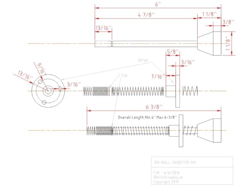 image for RetroArcade.us Universal Pinball Ball Shooter Assembly with Rod Spring