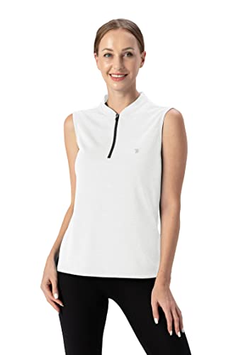 YSENTO Women's Golf Apparel Shirts Clothes Outfits Sleeveless 1/4 Zip Collarless Dry Fit UPF 50+ Tennis Polo Tank Tops4