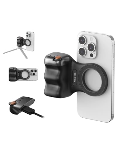TELESIN Fun Shot Magnetic Phone Camera DSLR Style Shutter Grip for Magsafe iPhone & Android with Detachable Wireless Shutter Button - Official Grip -Comfort Ergonomic Phone Grip Handle Holder(B)