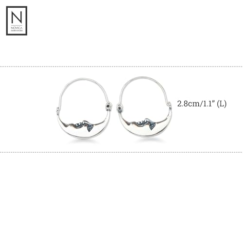NOVICA Artisan Handcrafted Sterling Silver Hoop Earrings Vintage Style Crescent Moon Mexico Sun [1.1 in L x 1 in W] ' Moon at Rest'3