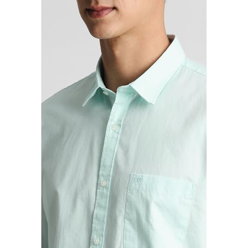 Image of Peter England Men's Slim Fit Full Sleeve Cotton Solid Casual Shirt with Pocket