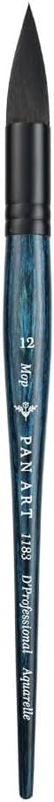 Pan Art Synthetic Mop Brush for Watercolour Painting, Wood, Blue, No.12