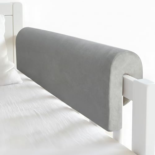 Image of Toddlers' Bed Rail Bumpers Protector, Children's Bed Guardrail Padding, Soft Cushioned Barrier, Increased Height, Easy to Install, Washable Cover, Fits Floor, Bunk & Loft, 2.3 Ft, Gray, 1Pack