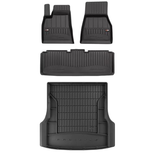 MOTOS Satz Gummifußmatten und Kofferraummatten passend für Tesla Model S 2012-2021 Heckklappe, vor dem Facelift, oberer Laderaumboden Verbessern Sie Ihren Reisekomfort mit Antirutschmatte Auto 3D- All