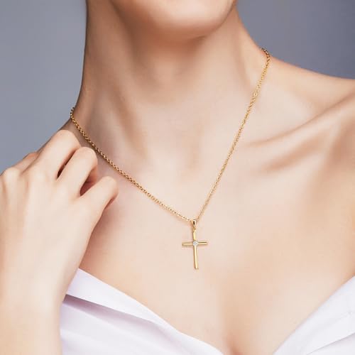 Cross Necklace for Women, Exquisite Gemstone, 18K Gold Necklace for Women, Gold, Cubic Zirconia4