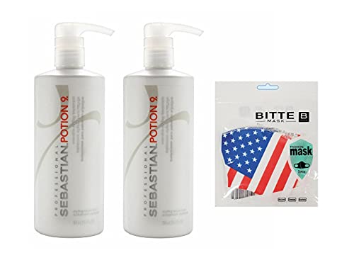 SB Potion 9 Hair Styling Treatment, 16.9 fl oz. 500 ml (2pack) w/America Flag Mask 3pack
