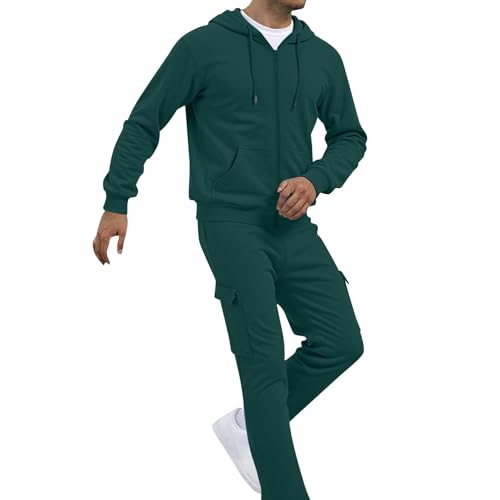 Sweat à capuche homme couleur unie avec pantalon cargo coupe décontractée