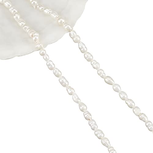 NBEADS 65 Pcs Natural Cultured Freshwater Pearl Beads, 3~4mm Mini White Rice Pearl Beads for Jewelry Craft Making Hole 0.6mm