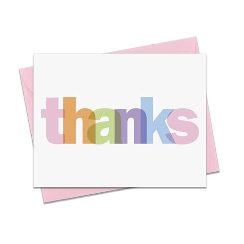 8 Pack Thank You Cards, Colorful Printed "Thanks" with Envelopes for Wedding, Bridal Shower, Baby Shower, Graduation, Business, Birthday, All Occasion. A Card to say Thanks. (Blossom Pink Envelopes)