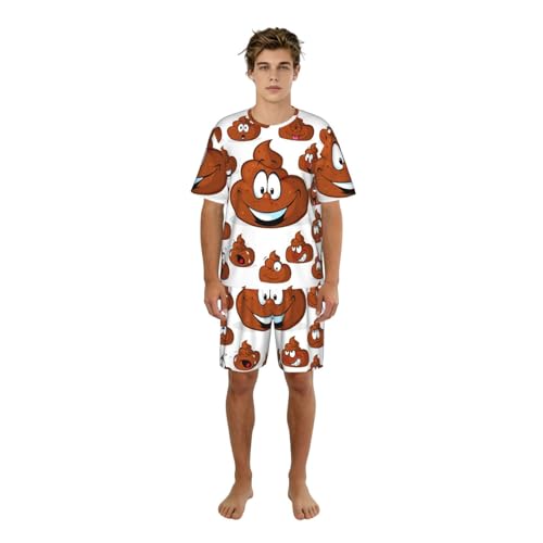 Pijama de caca transpirable y suave de dos piezas para hombre con bolsillos