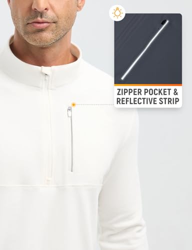 baleaf Men's Long Sleeve Fleece Quarter Zip Pullover Sweatshirt with Zipper Pocket Reflective Strip Running Golf Causal4