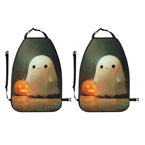 Protectores de asiento trasero White Ghost de calabaza de Halloween, pack de 2 2
