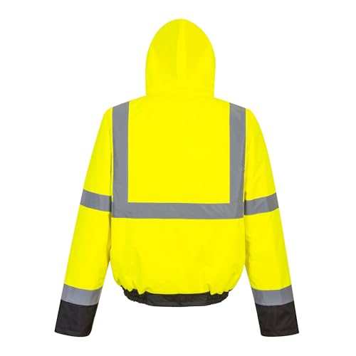 Portwest US363 Men's Waterproof Hi Vis Reflective Two-Tone Bomber Jacket Yellow/Black, XX-Large