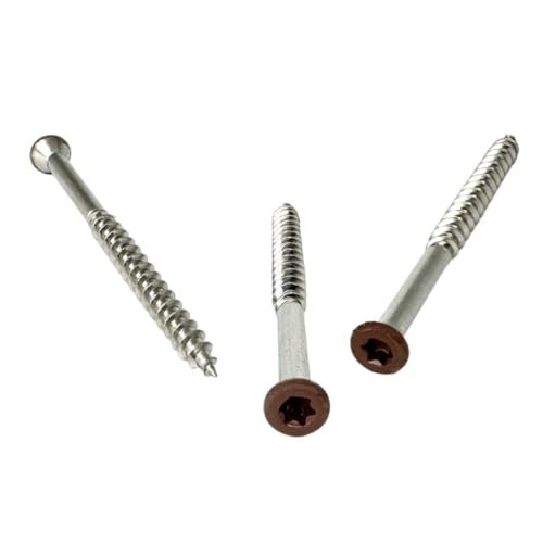 Ceta Terrassenschraube mit lackiertem Kopf für Verbunddielen, farblich abgestimmte Schraube, farbige Schraube, 4,2 x 55 mm, Edelstahl, farbkodierte Schraube, 5 Farben, 50 Stück (Schwarz (RAL9005))