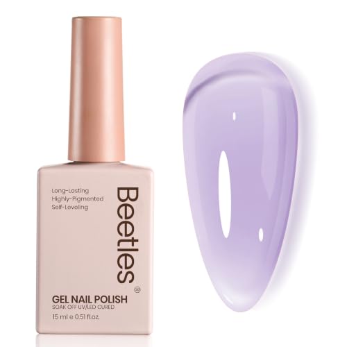 Image of Beetles Purple Gel Nail Polish, 15ML Pastel Purple Jelly Gel Polish Translucent Effect Nail Concealer High Gloss Soak Off UV Sheer Lavender Spring Summer Manicure Gift for Women