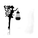 Estaca solar para farol de gato, silueta de metal decorativa para exteriores con luz LED, decoración de patio de estilo pastoral, 40-55 cm de altura (linterna de gato modelo C)