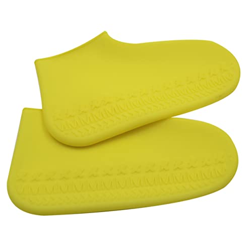 Abaodam 1Pair Silicone Shoe Covers Rainproof Slip Overshoes Durable Shoe Protector for Adults Yellow Reusable Rain Shoes Cover for Outdoor Use
