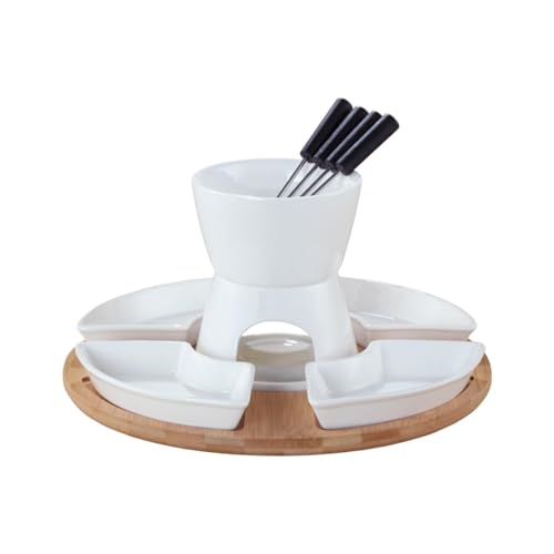 Chocolate Fondue Set Tea Light Porcelain Melting Pot Dining Cookware Ice Cream Pots Cheese Fondue Pot for Butter Melt Pot Home, White
