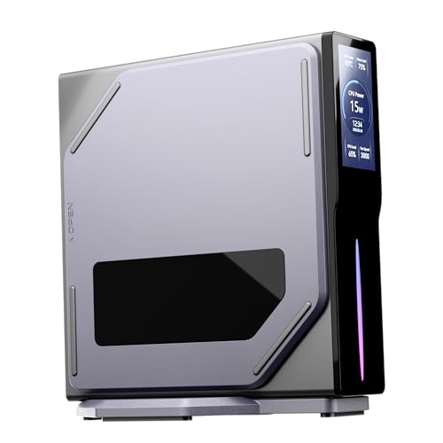 Image of SKULLSAINTS Agni Mini PC - Vibrant LCD Screen, M.2 SSD, Mini Tower with RGB Lights, WiFi 6, 4K UHD, Dual LAN for Home and Office (8+256, 13th Gen N150)