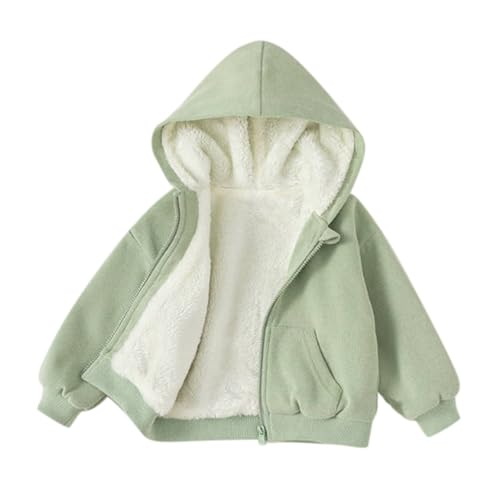 Abrigo cálido de invierno para niños, abrigo de color sólido para niños y niñas, estilo occidental, sudadera con capucha, chaqueta de punto, verde, 3-4 años