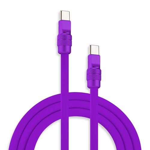 Image of chubbycable Chubby 2.0 Fast Charging Cable Durable Soft Silicone USB C Cable 240W Extra Thick Charger Cord Compatible with iPhone 17-15 Series iPad, Purple+Purple, Type-C to Type-C, 9.8 FT