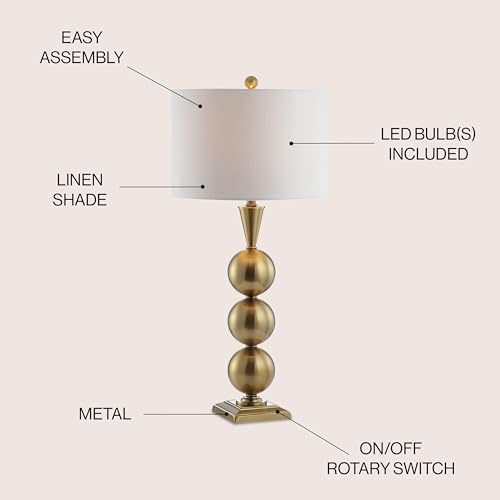 Lámpara de mesa JONATHAN Y 33" Brass Gold con luz LED miniatura 4