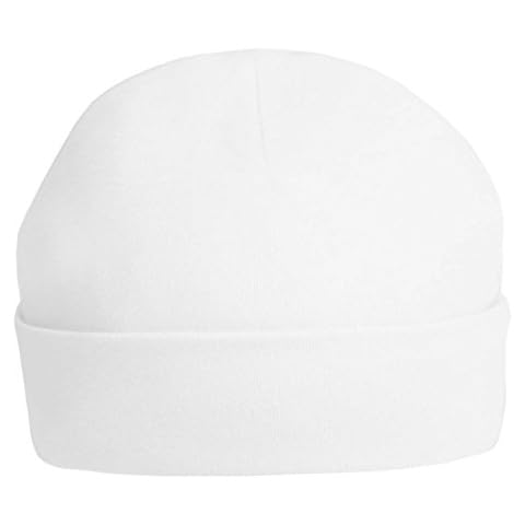 New 100% cotton White Baby Hat by Soft Touch - unisex baby available in newborn and 0-3 months (0-3 Months) Cover