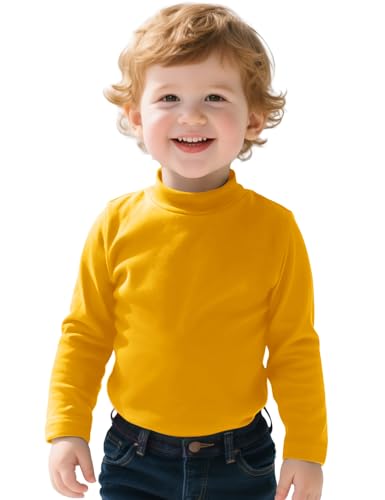 ZUEMET Toddler Boy Turtleneck T-Shirt Baby Boys Thermal Long Sleeve Shirt Cotton Tee Tops Size 3T Yellow