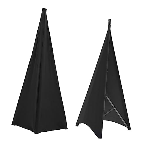 TOGEVAL 2個ポリエステル製スピーカーホルダーカバー 携帯用スタンドカバー 両面仕様 洗濯機対応 配線隠し 黒 ステージライブ コンサート祝賀会用