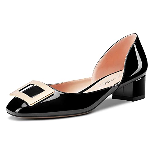 Castamere Women Chunky Block Low Kitten Heel Square Toe Bow-Knot Pumps Slip-on Classic Cute Office Party 1.4 Inches Heels Shoes