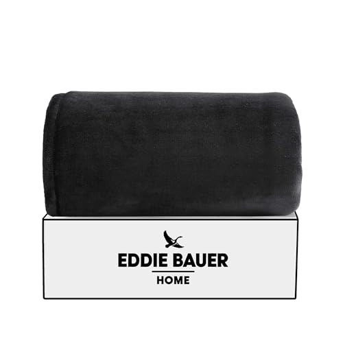 Couverture lit simple peluche douce Eddie Bauer plaid chaud noir