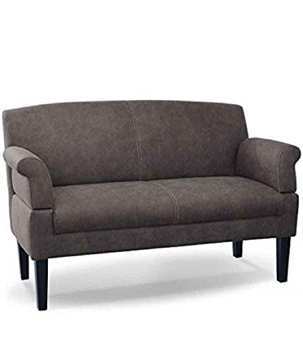 CAVADORE 2-Sitzer Küchensofa Malm, Sitzbank für Küche oder Esszimmer in Lederoptik, Inkl. Armteilverstellung, Federkern und moderner Kontrastnaht, 152 x 97 x 78, Mikrofaser: grau