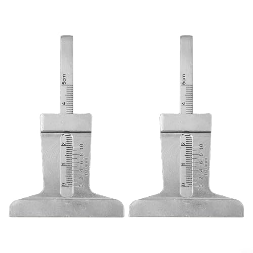 Medidor de profundidad de neumáticos de coche de acero inoxidable, herramienta de calibrador de regla, calibrador Vernier de 0-30 mm y 0-50 mm, paquete de 2 unidades para medir el desgaste y el daño