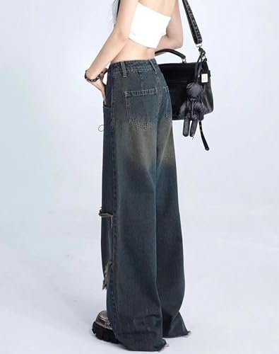 Baggy Jeans for Woman Star Patchwork Denim Pants High Waisted Wide Leg Trousers Y2k Streetwear2
