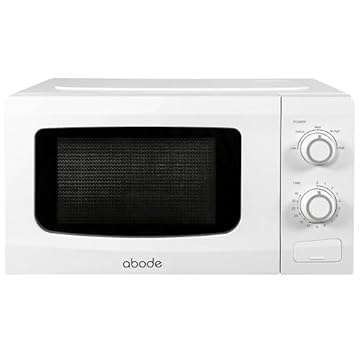Abode 20L Manual Microwave White 700W with 5 Power Levels & Timer, Button & Dial Control, Defrost Function, AMM2001 (White, Manual)