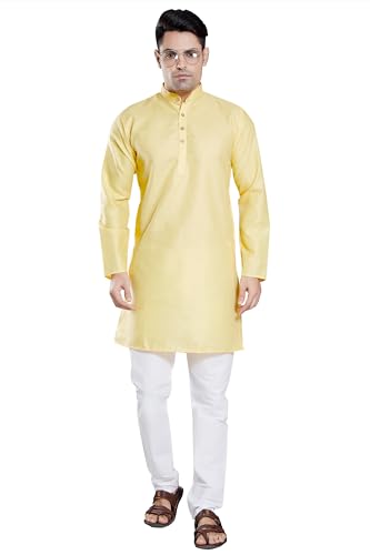 Image of DIVISIVE Men's Plain Cotton Blend Linen Slim Fit Kurta Pyjama Set