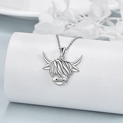 YAFEINI Highland Cow Necklace Sterling Silver Highland Cow Pendant Necklace Scottish Jewelry for Women Gifts2
