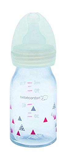 bébé confort Biberon Col Etroit en Verre en Silicone T1 Sport 110 ml