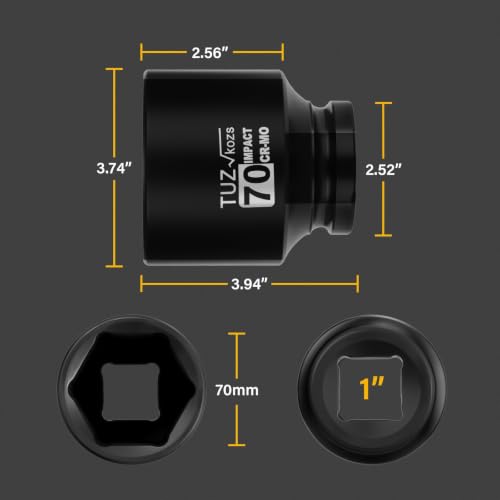 Image of 1 Inch Drive 70mm Standard Metric 6 Point CR-MO Impact Socket