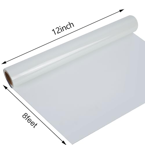 Image of guangyintong Reflective White Heat Transfer Vinyl HTV Rolls, 12 inch x 8ft Reflective Iron on Vinyl for T-Shirts, White HTV Vinyl for All Cutter Machine Easy to Cut & Weed for HTV DIY Design
