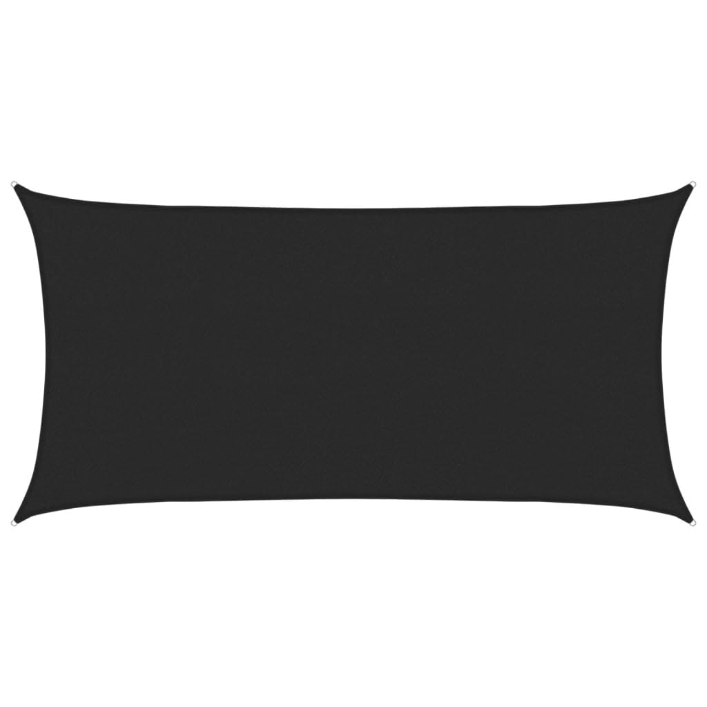 'vidaXL- Rectangular Sunshade Sail, UV and Mould Resistant- HDPE Material in Black- 2m x 4m with Stainless Steel Fasteners and Ropes — image 1
