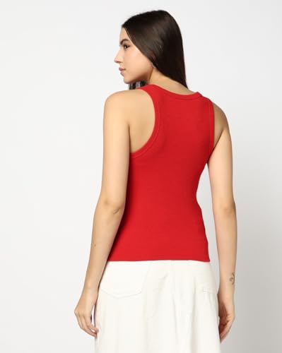 Image of Gap Women Slim Fit Sleeveless Round Neck Blouse