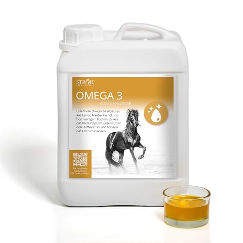 STRÖH Omega 3' (5l Kanister) für Pferde • Omega Fettsäuren aus Leinöl, Traubenkernöl & Fischöl