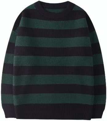 SumlenoUnisex Striped Sweater Gothic Pullovers Oversized Knitted Jumpers Alt Emo Sweatshirts Harajuku Streetwear Grunge Clothes