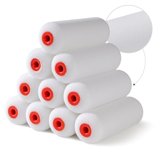 Mister Rui 4 Inch Foam Paint Roller Covers 50 kg/m 10 Pack