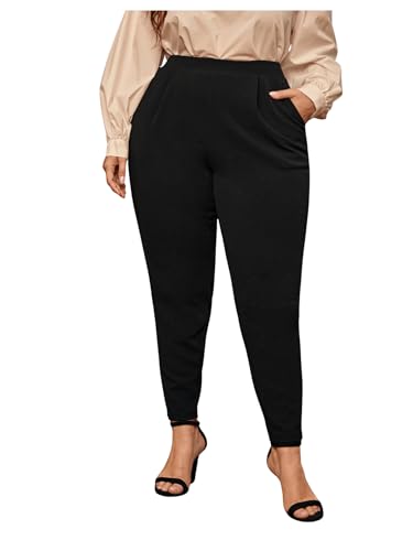 Milumia Women's Plus Size High Waisted Tapered Pants Work Long Pants with Pockets