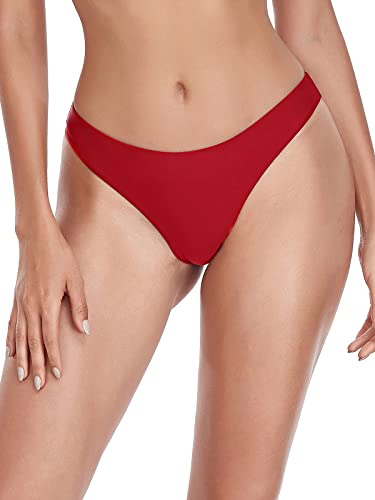 Ocean Blues Women's Red Sexy Brazilian Cut Swim Bikini Bottoms Size Medium